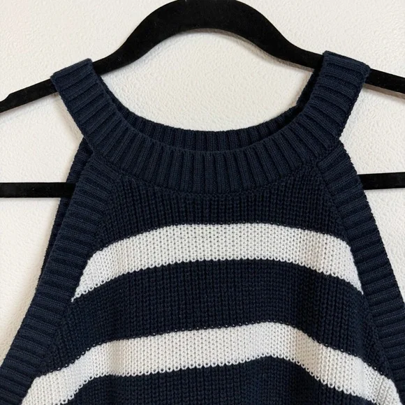 Old Navy White Striped Sweater Tank Sleeveless Cotton Blend Nautical Size XL - Picture 3 of 11